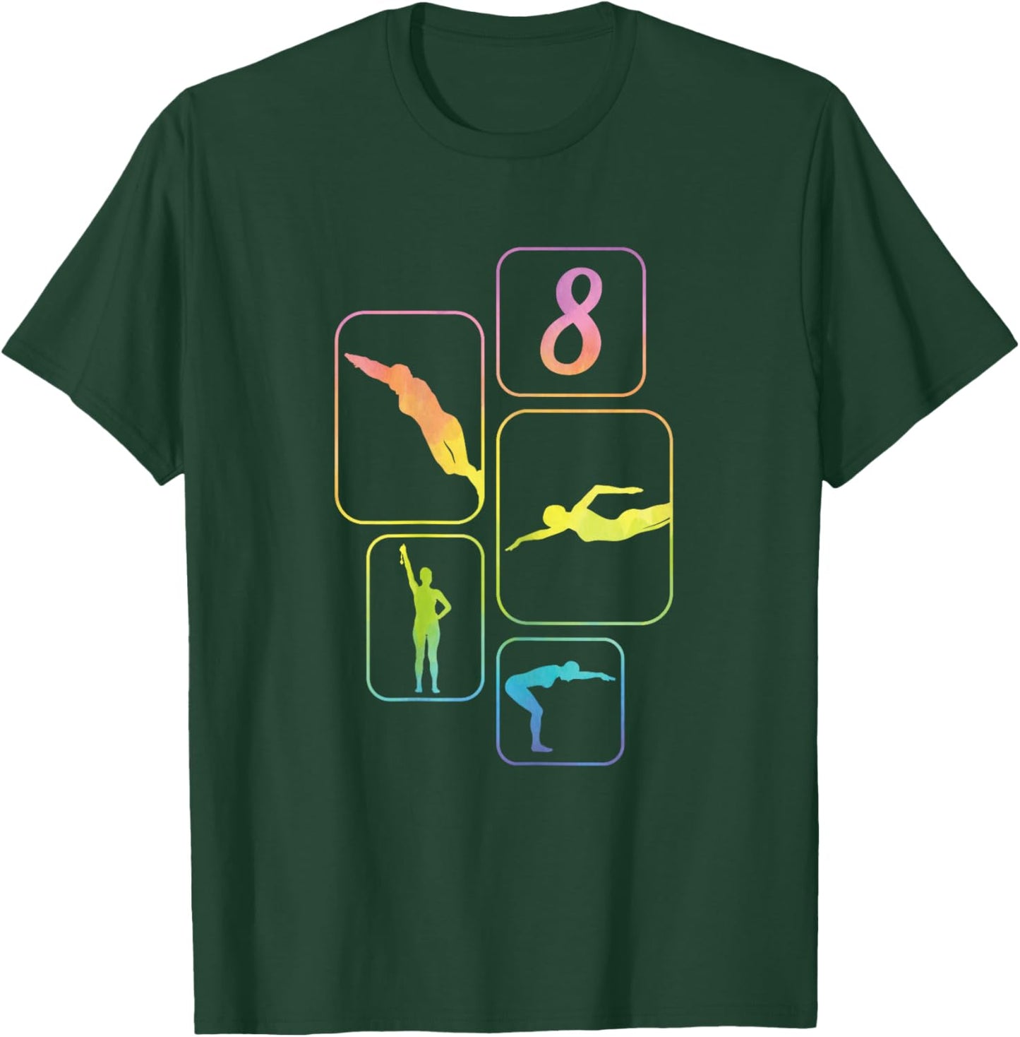8th Birthday Swimmer Swimming 8 Year Old Girl T-Shirt - T-Shirt | Forest
