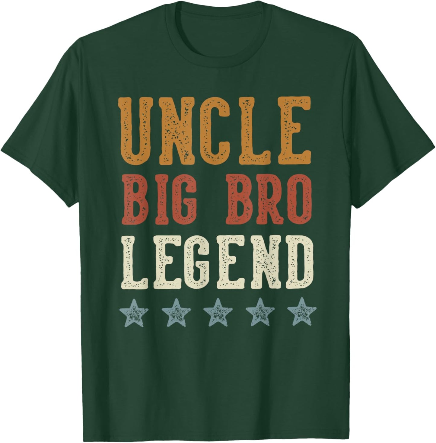 Uncle Big Bro Legend - Classic Retro Distressed Lettering T-Shirt - T-Shirt | Forest