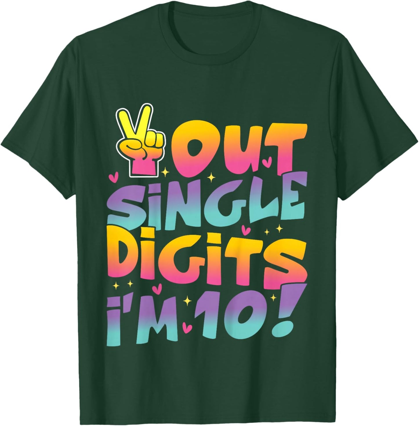 10th Birthday Girl Peace Out Single Digits 10 Year Old Girl T-Shirt - T-Shirt | Forest