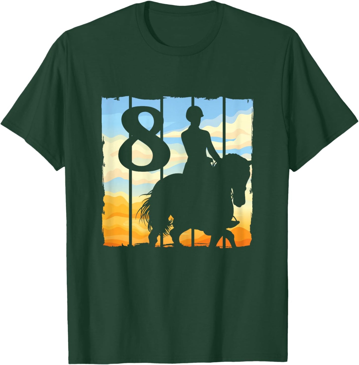 8th Birthday Horse Rider Horse Lover 8 Years Old Girl T-Shirt - T-Shirt | Forest