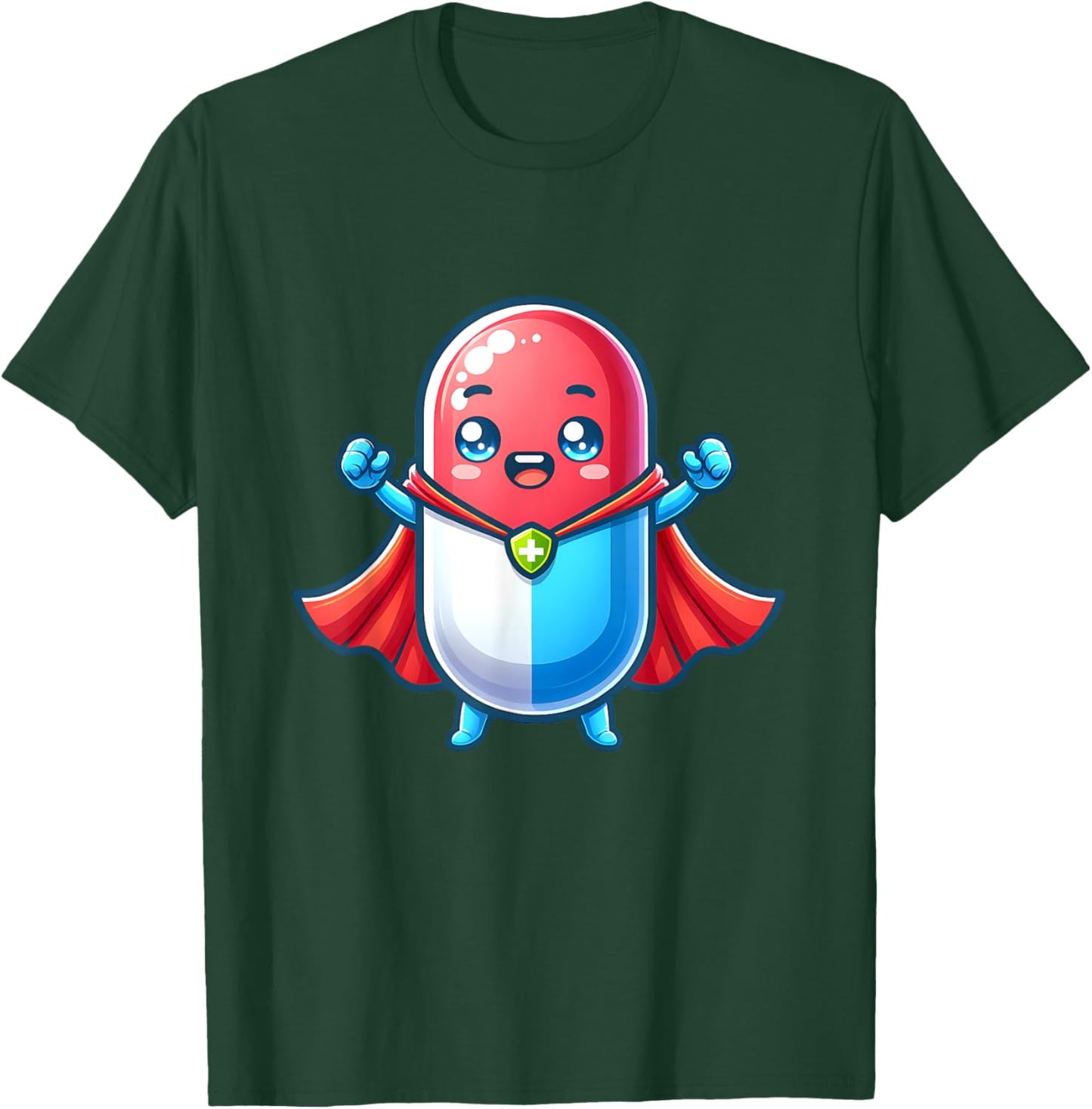 Cute Superhero Tablet Super Pill Hero Pharmacist T-Shirt - T-Shirt | Forest