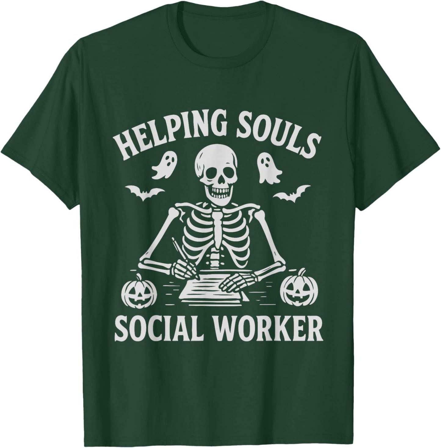 Helping Souls Social Worker Halloween Skeleton T-Shirt - T-Shirt | Forest