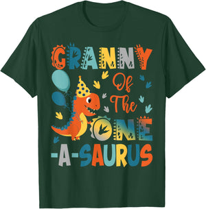 Granny Of The One-A-Saurus 2Nd Birthday Dinosaur Party T-Shirt - T-Shirt | Forest