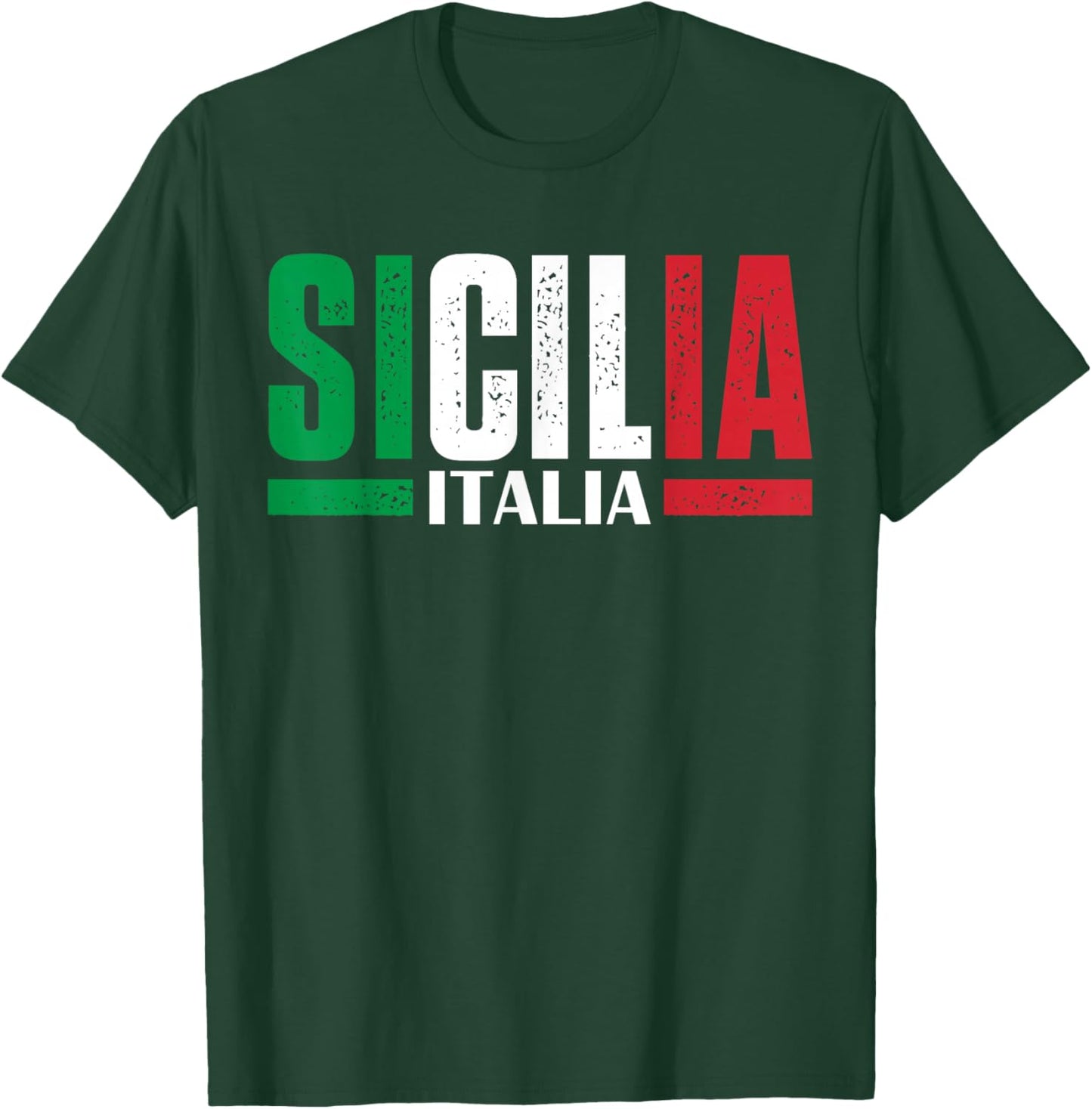 Sicilia Italia Flag Sicily Italy Sicilian T-Shirt - T-Shirt | Forest