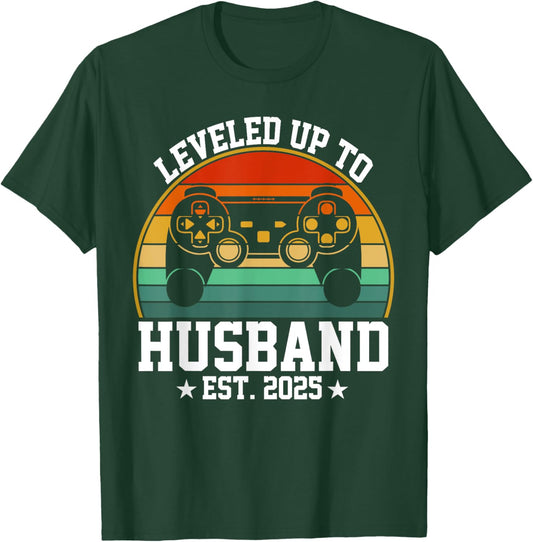 Husband Level Unlocked Est.2025 I Leveled Up To Husband T-Shirt - T-Shirt | Forest