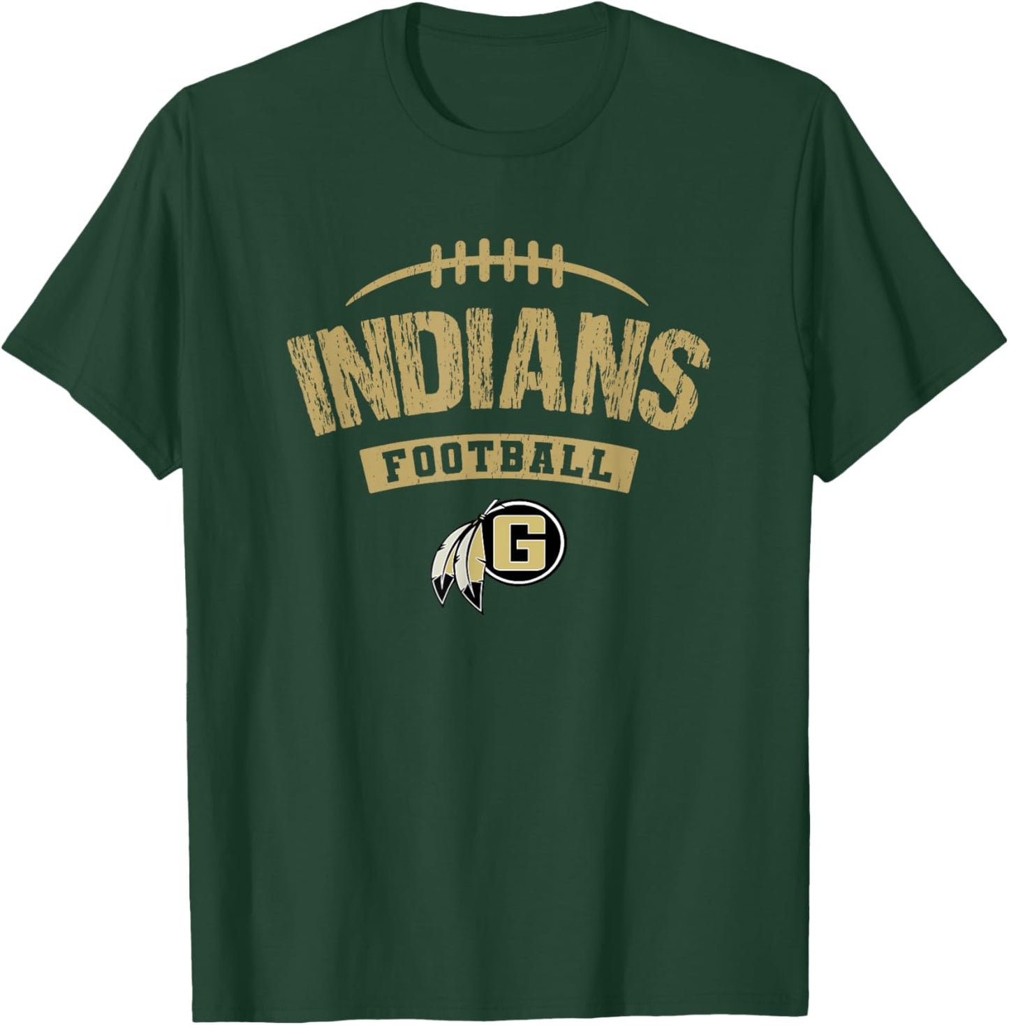 Gaffney Indians Logo Football Distressed HS T-Shirt - T-Shirt | Forest