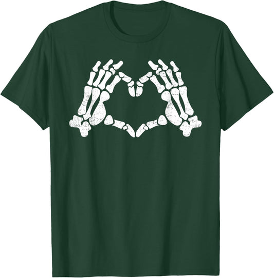 Skeleton Hands Heart Sign Retro Halloween Costume Men Women T-Shirt - T-Shirt | Forest