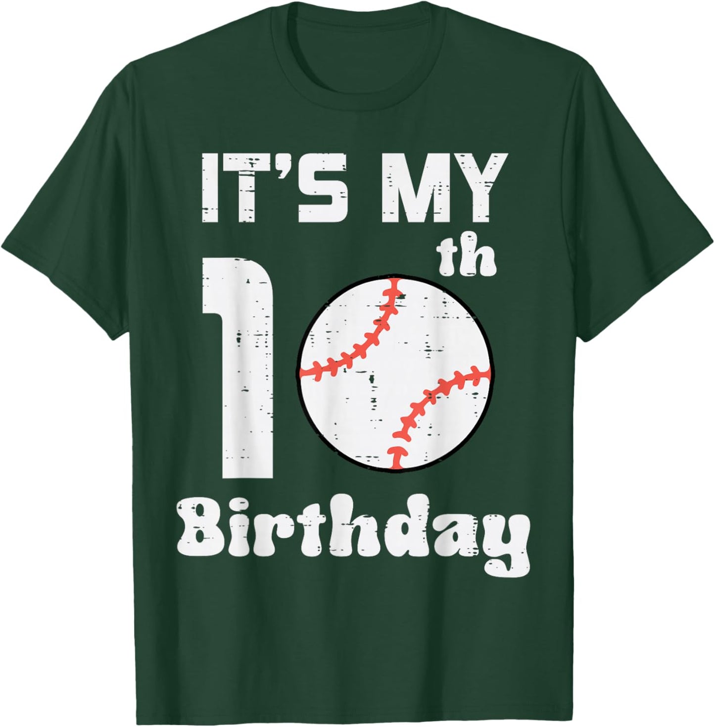 Its My 10th Birthday Baseball 10 Years Old Bday Boys Kids T-Shirt - T-Shirt | Forest