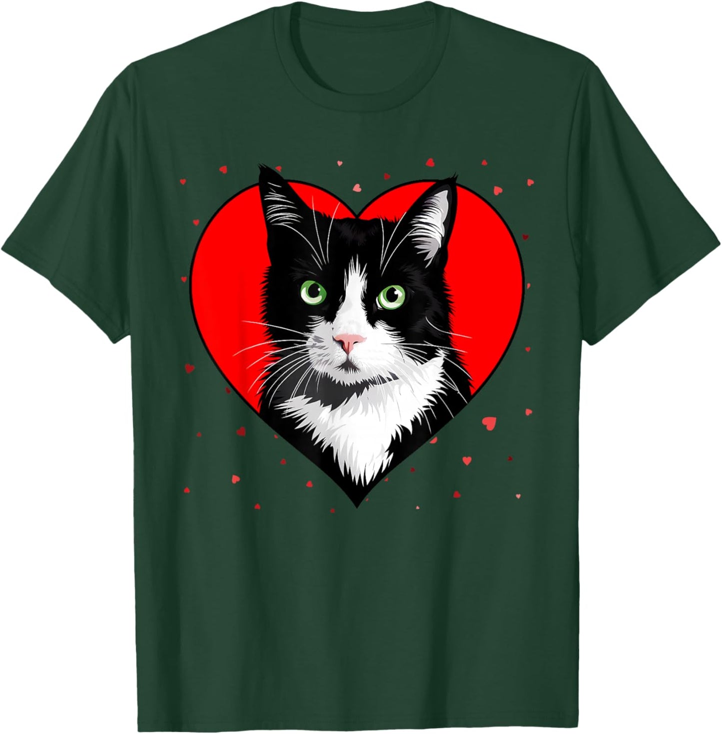 Tuxedo Cat Valentine Heart for Kitten and Animal Lovers T-Shirt - T-Shirt | Forest
