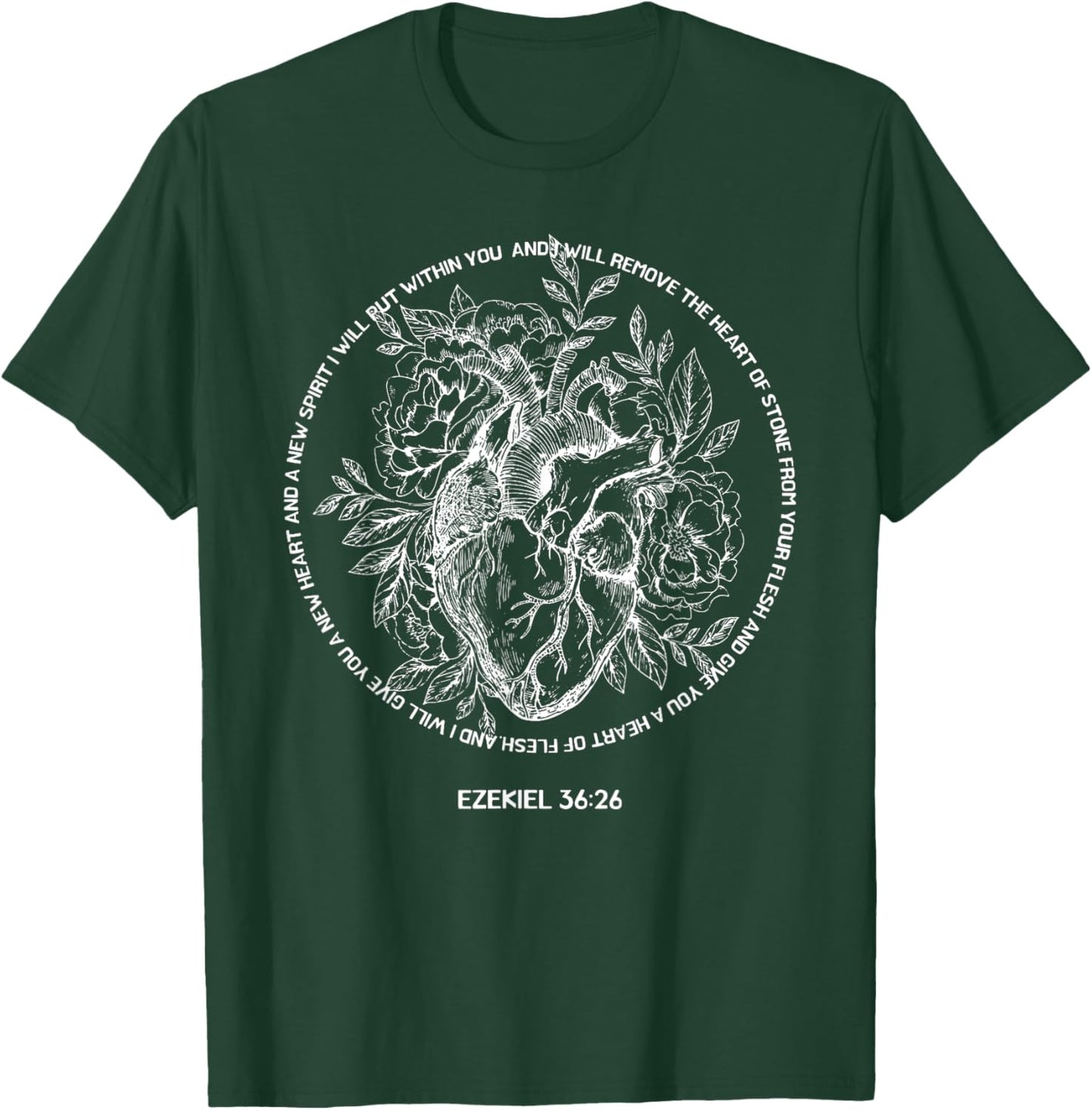 Retro Ezekiel 36-26 Heart Of Flesh Bible Verse Christian T-Shirt - T-Shirt | Forest
