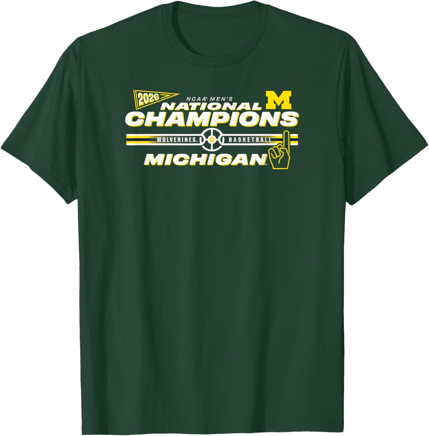 Michigan Wolverines National Champs 2026 Basketball Bracket T-Shirt - T-Shirt | Forest