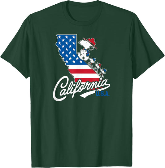 Peanuts - Beagle Scouts California U.S.A Flag Fill State T-Shirt - T-Shirt | Forest