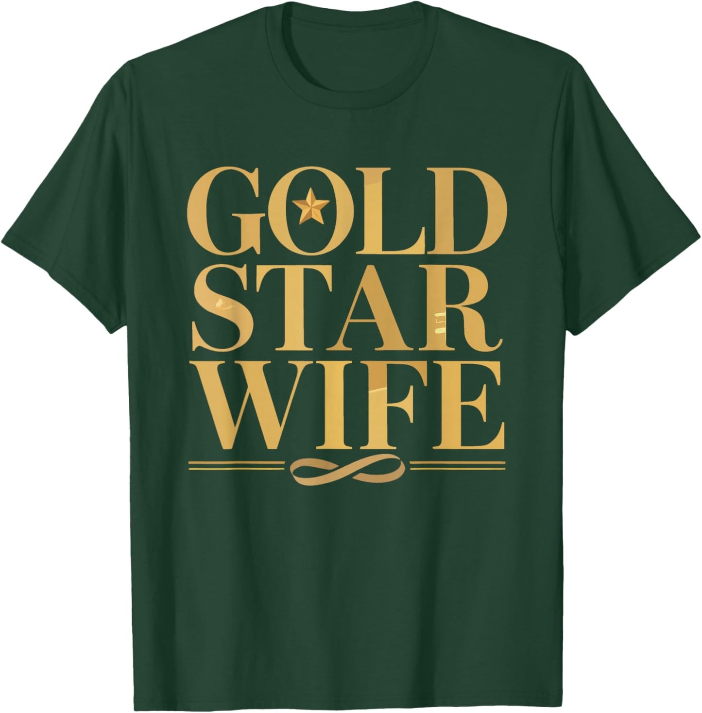 Gold Star Wife Sunflower Memorial Floral Military Badge T-Shirt - T-Shirt | Forest