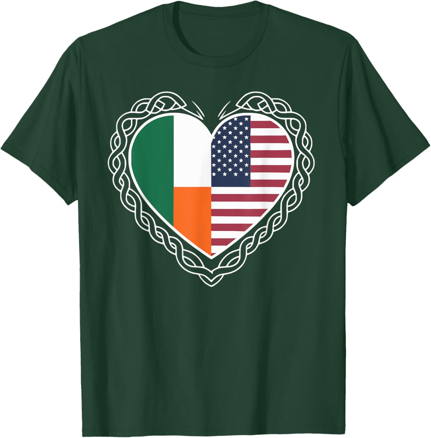 Irish-American Heritage Celtic Heart Design T-Shirt - T-Shirt | Forest