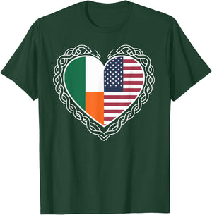 Irish-American Heritage Celtic Heart Design T-Shirt - T-Shirt | Forest