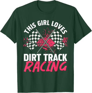 Funny Dirt Track Racing Art For Girls Women Race Car Driver T-Shirt - T-Shirt | Forest