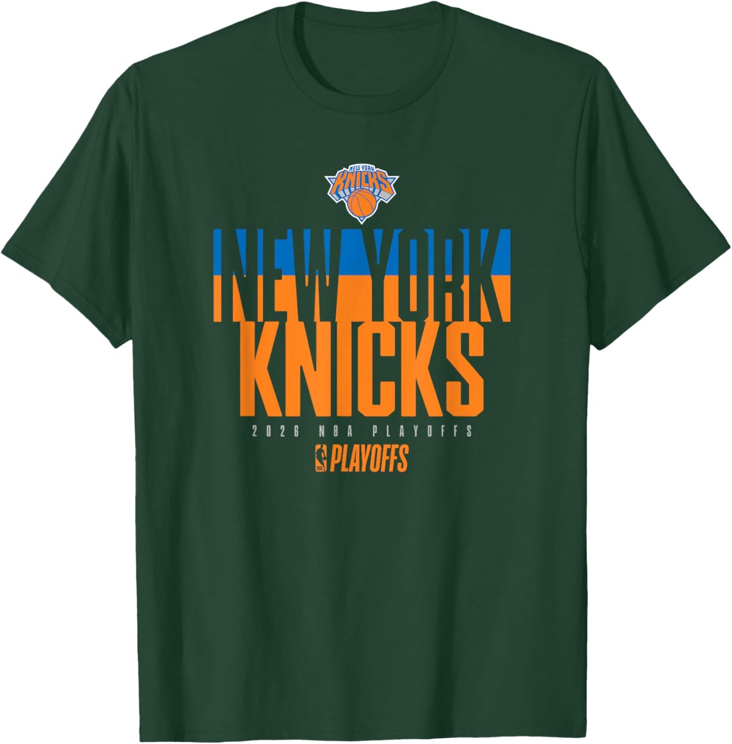 NBA Official 2026 Playoffs New York Knicks Stacked Up T-Shirt - T-Shirt | Forest