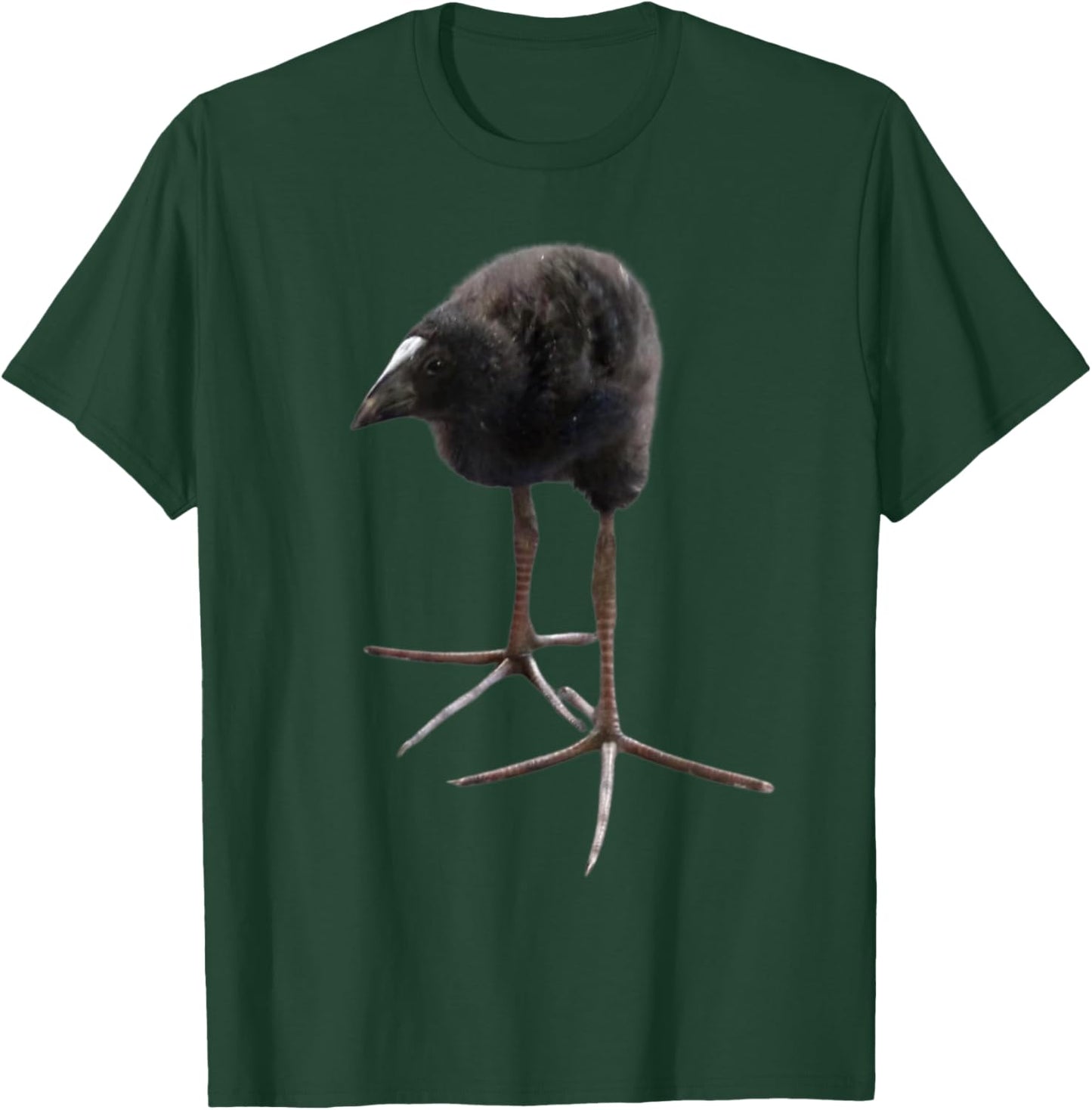 Pukeko Meme Black , Small, Short Sleeve, Modern Classic, All Seasons, Collarless, Bird Pattern, Pull On, 1 Count, 0 Pockets, Lightweight T-Shirt - T-Shirt | Forest