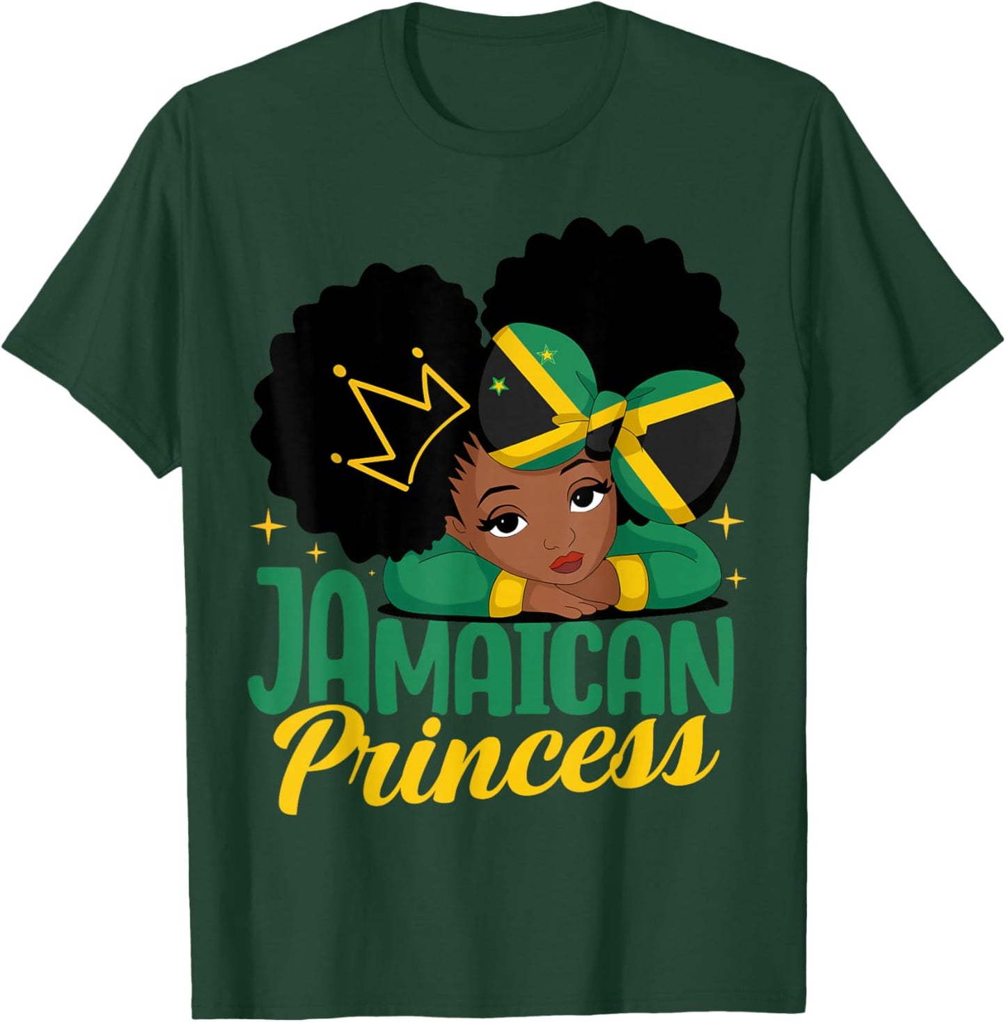 Jamaican Princess Jamaica Girl Melanin Cute Jamaican Flag T-Shirt - T-Shirt | Forest