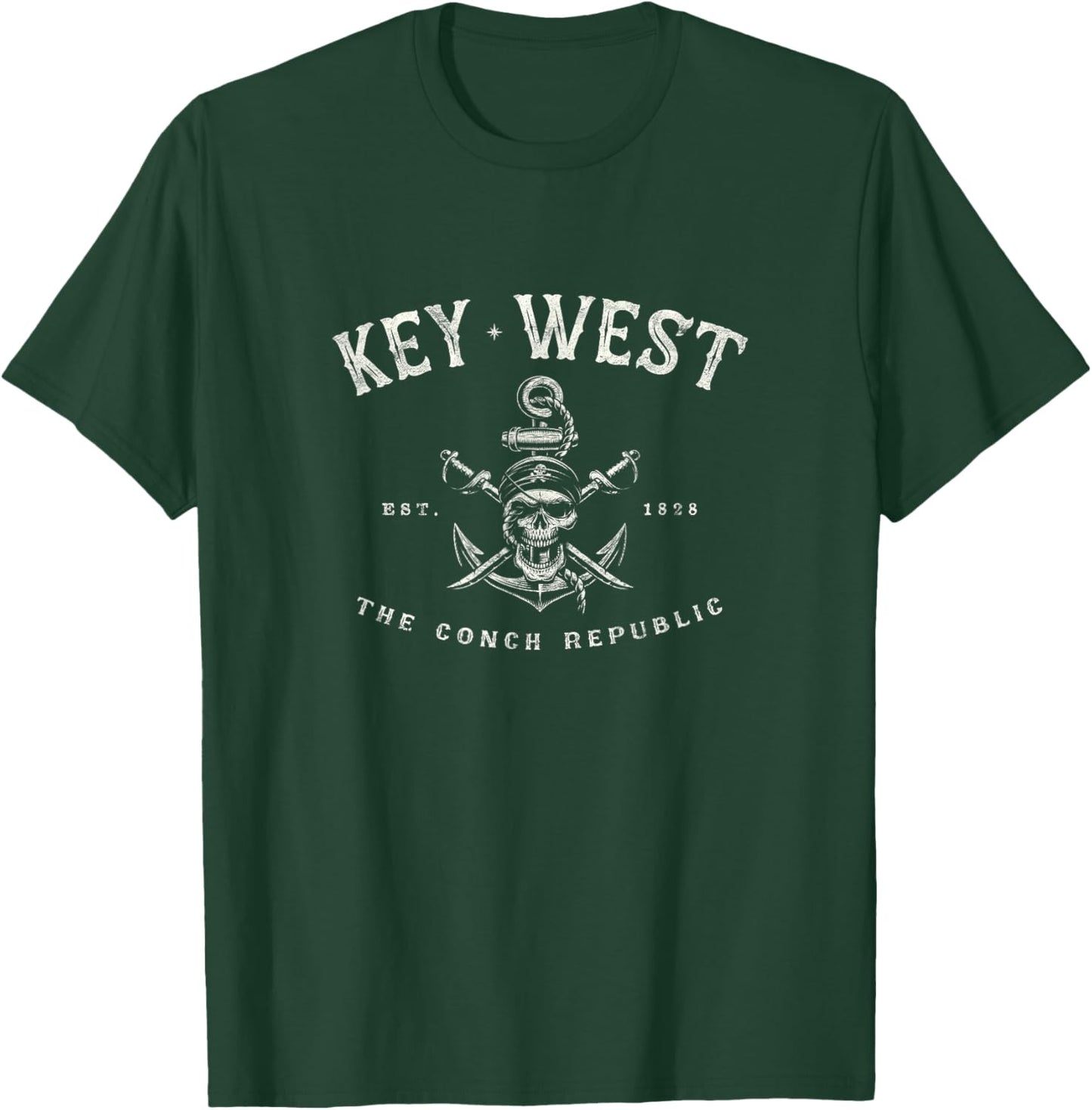 Key West FL Rebel Pirate Boating Scuba Fishing Gear T-Shirt - T-Shirt | Forest