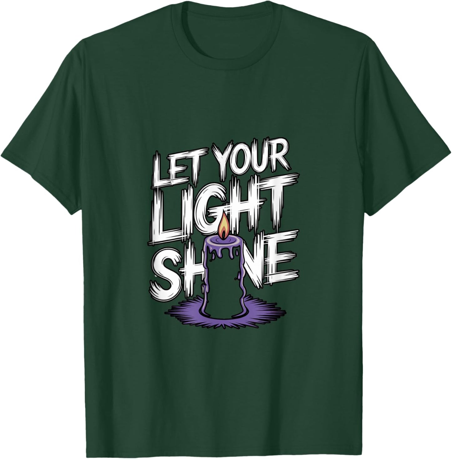 Let Your Light Shine Candle Christian Biblical Inspiration T-Shirt - T-Shirt | Forest