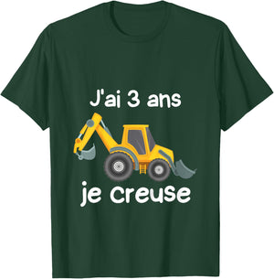 Children's Backhoe Loader Gift 3 Years I Dig T-Shirt - T-Shirt | Forest