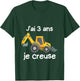 Children's Backhoe Loader Gift 3 Years I Dig T-Shirt - T-Shirt | Forest