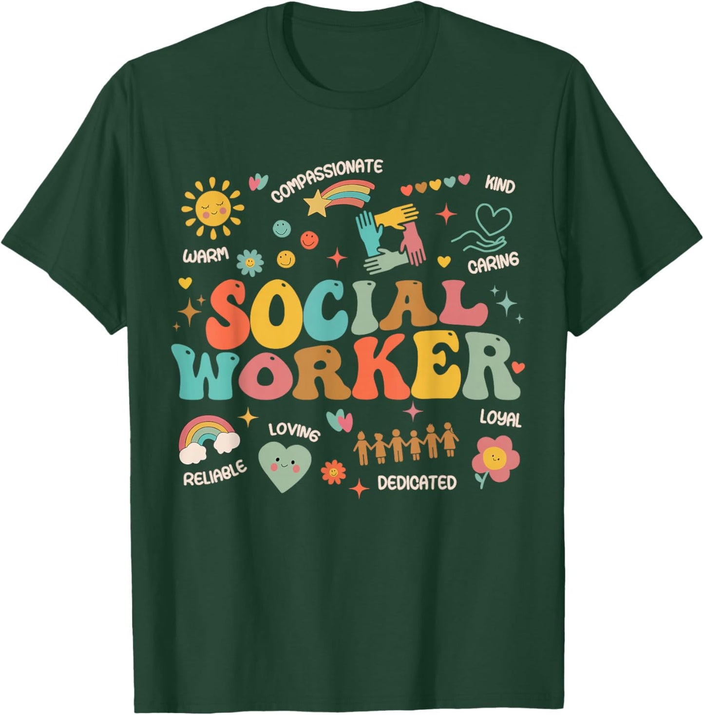 Retro Groovy Social Worker Graduation MSW Month Funny Work T-Shirt - T-Shirt | Forest