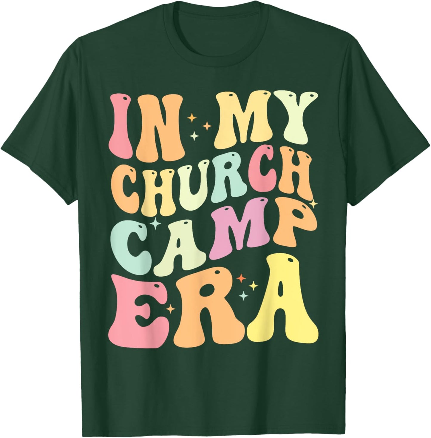 In My Church Camp Era Funny Groovy Summer Camping T-Shirt - T-Shirt | Forest