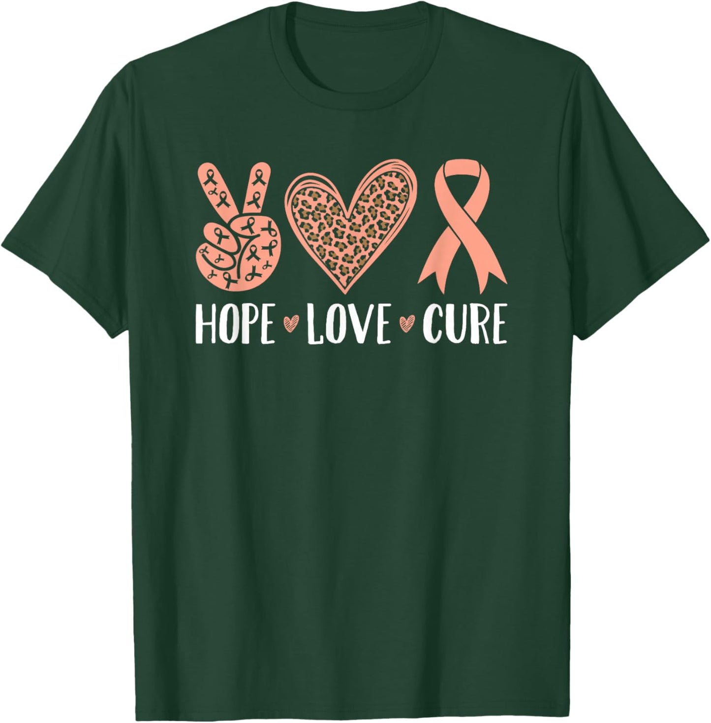 Endometrial Cancer Peach Ribbon Uterine T-Shirt - T-Shirt | Forest