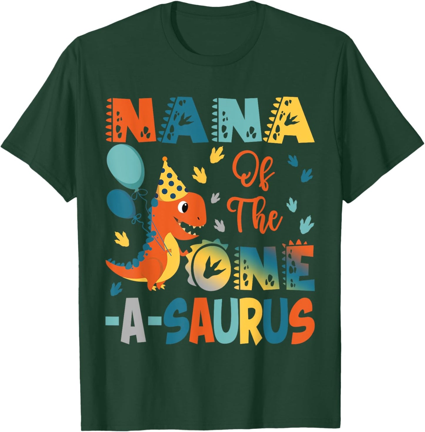 Nana Of The One-A-Saurus 2Nd Birthday Dinosaur Party T-Shirt - T-Shirt | Forest
