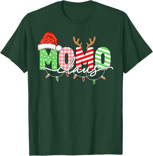 Momo Claus Christmas Lights Santa Hat Family Matching T-Shirt - T-Shirt | Forest