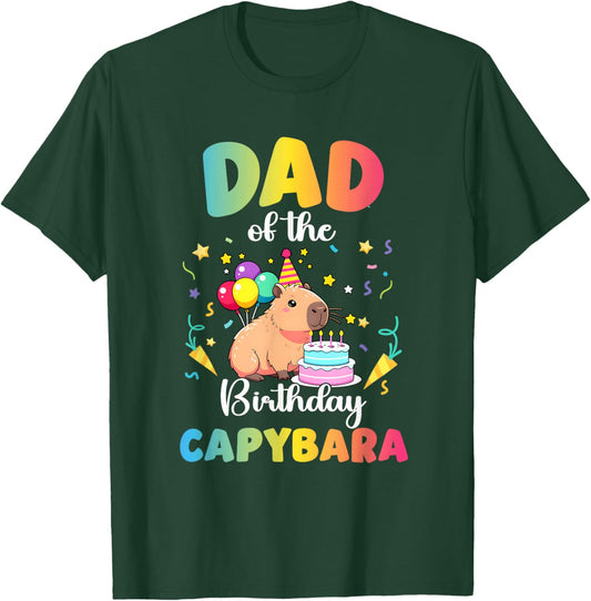 Dad of The Birthday Girl Capybara Bday Party Family T-Shirt - T-Shirt | Forest