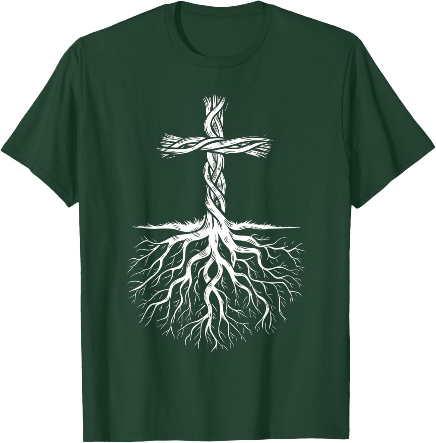 Religious Faith God Jesus Christ Tree Roots Christian Cross T-Shirt - T-Shirt | Forest