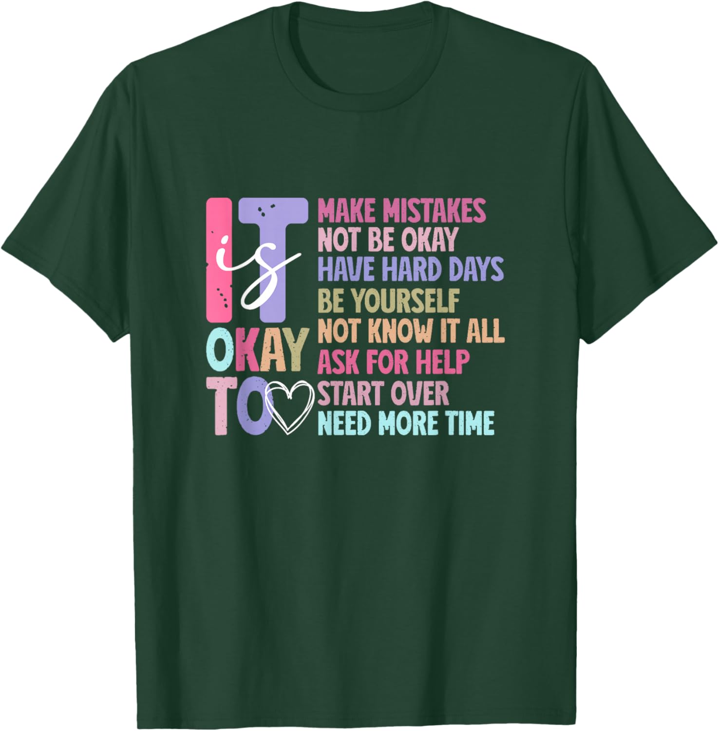 It Is Okay To Make Mistake, Ask For Help, Start Over, Not OK T-Shirt - T-Shirt | Forest