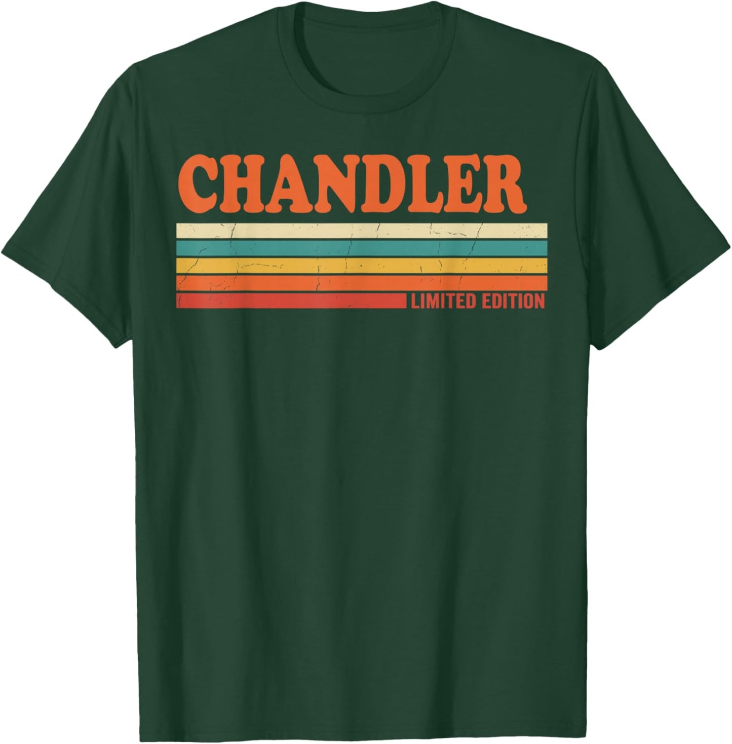 Chandler Retro Personnalisé Prénom Vintage Rayures T-Shirt - T-Shirt | Forest