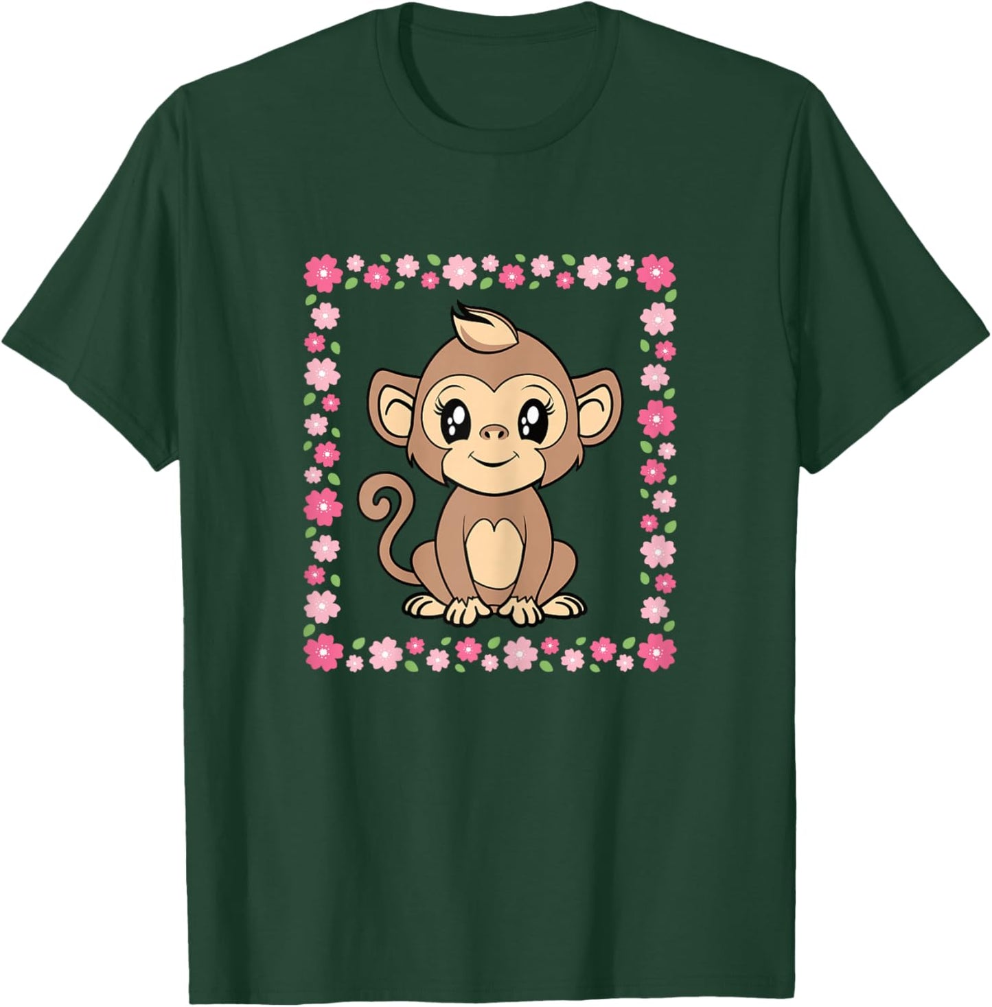 Cute Monkey Kawaii Animal Women Girls Kids T-Shirt - T-Shirt | Forest