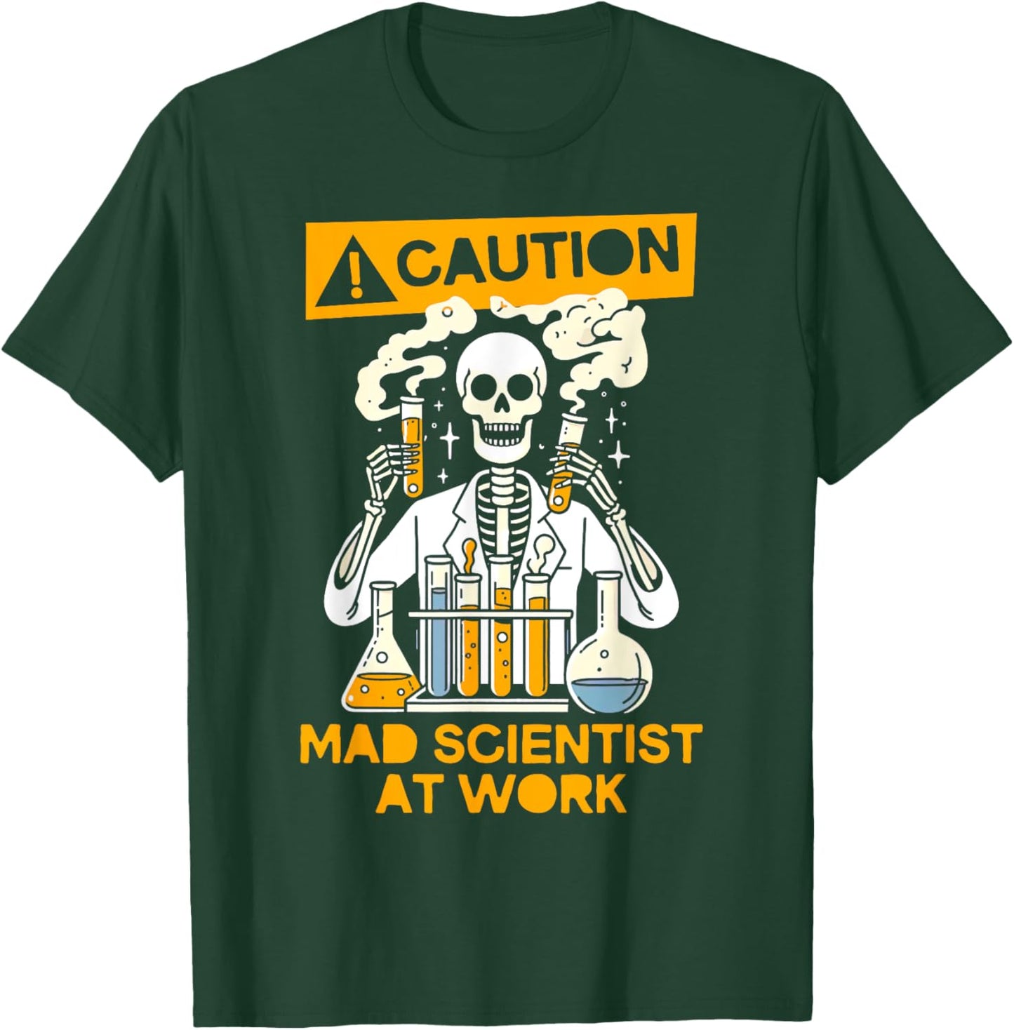 Funny Humor Skeleton Lab Tech Science - Adults - Black - Small - Short Sleeve - - Mad Scientist Theme - Science Lover, Scientist, Lab Tech T-Shirt - T-Shirt | Forest