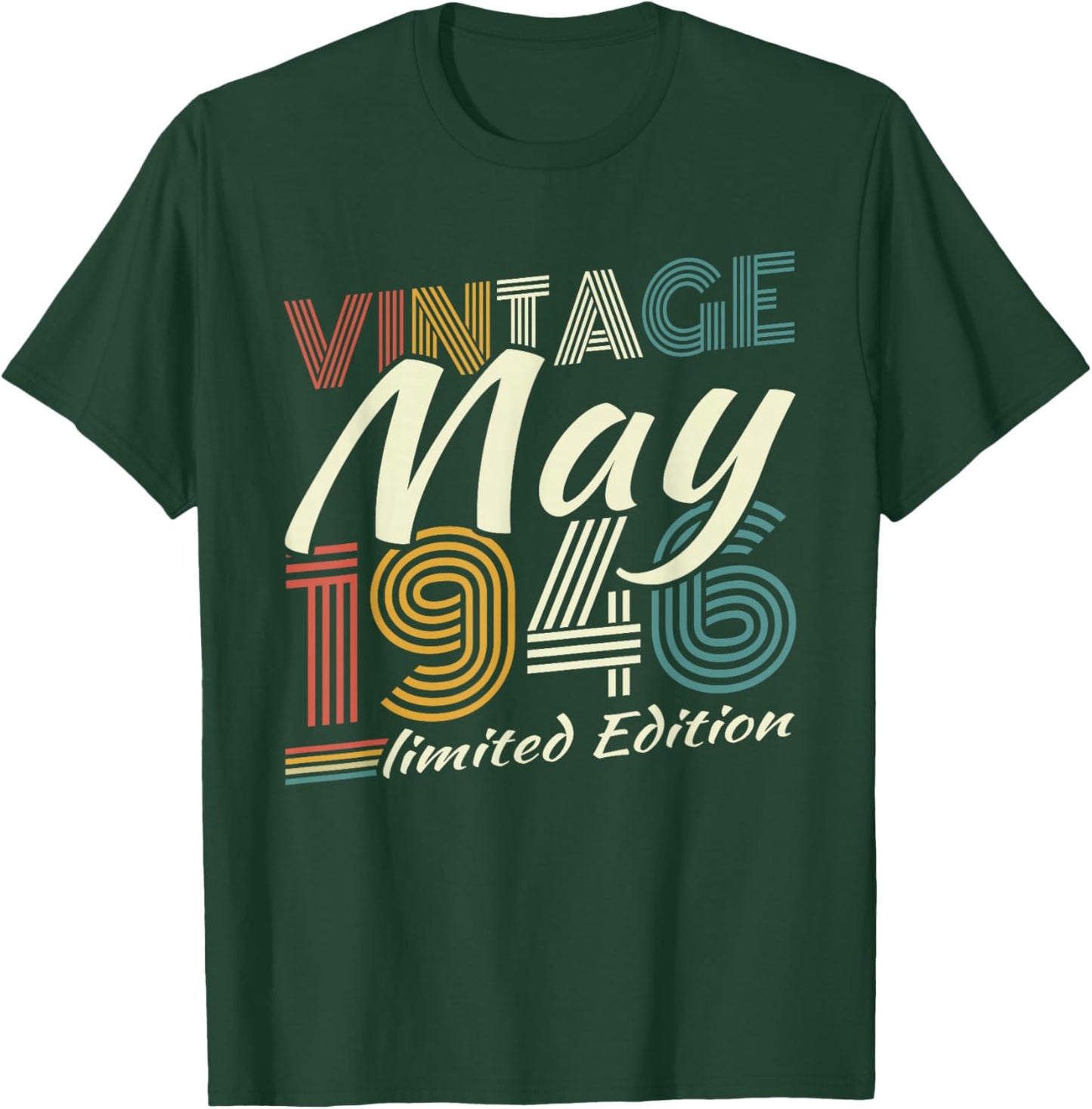 Vintage Mai 1946 Cadeau Anniversaire 80 Ans Hommes Femmes T-Shirt - T-Shirt | Forest
