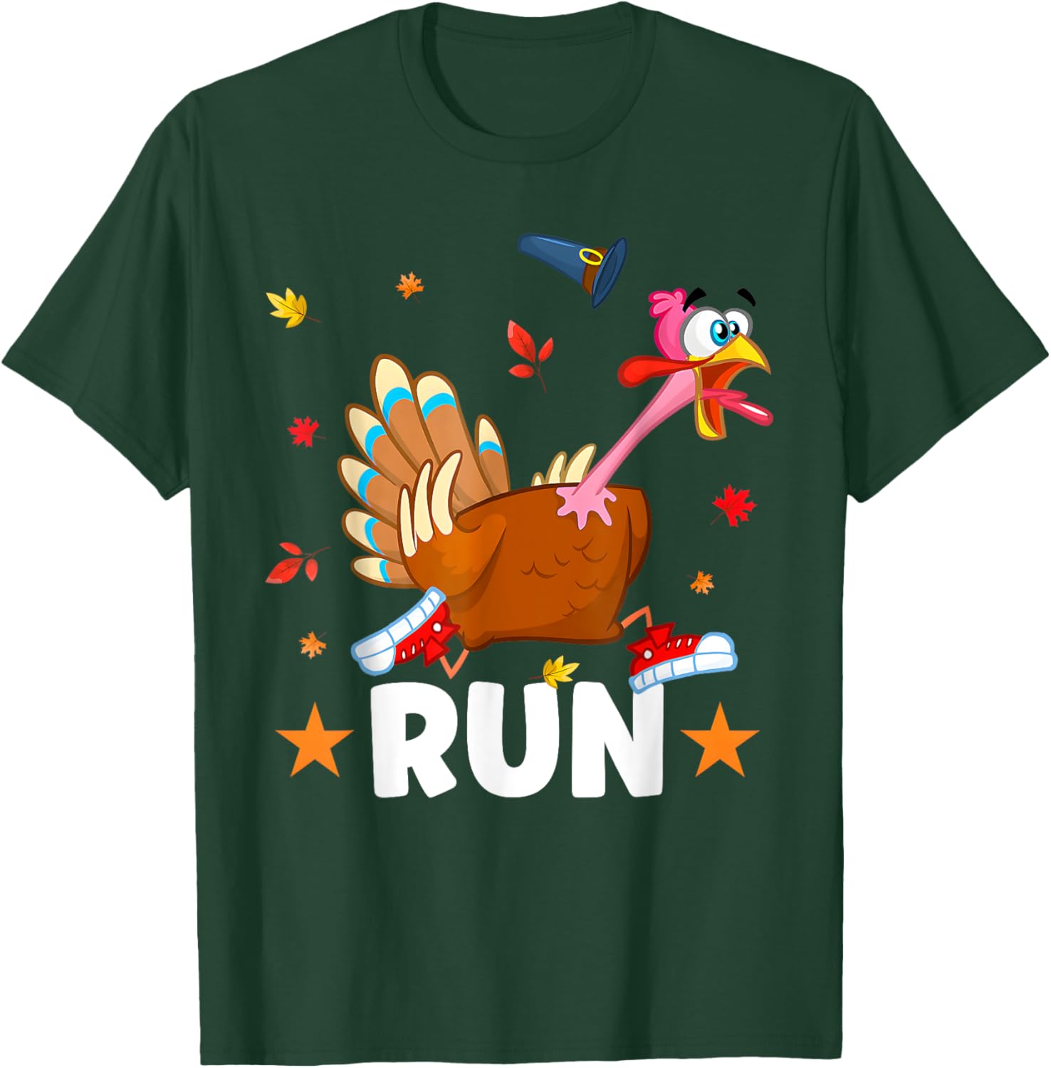 Turkey Run Costume Happy Thanksgiving Running Turkey Trot T-Shirt - T-Shirt | Forest