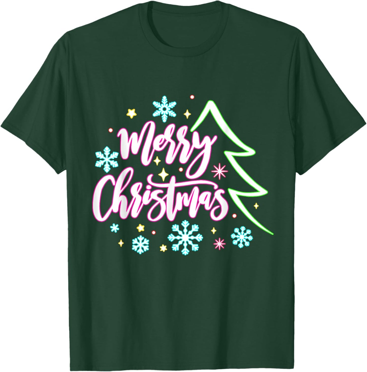 Merry Christmas And Bright Christmas Xmas Women Men Family T-Shirt - T-Shirt | Forest