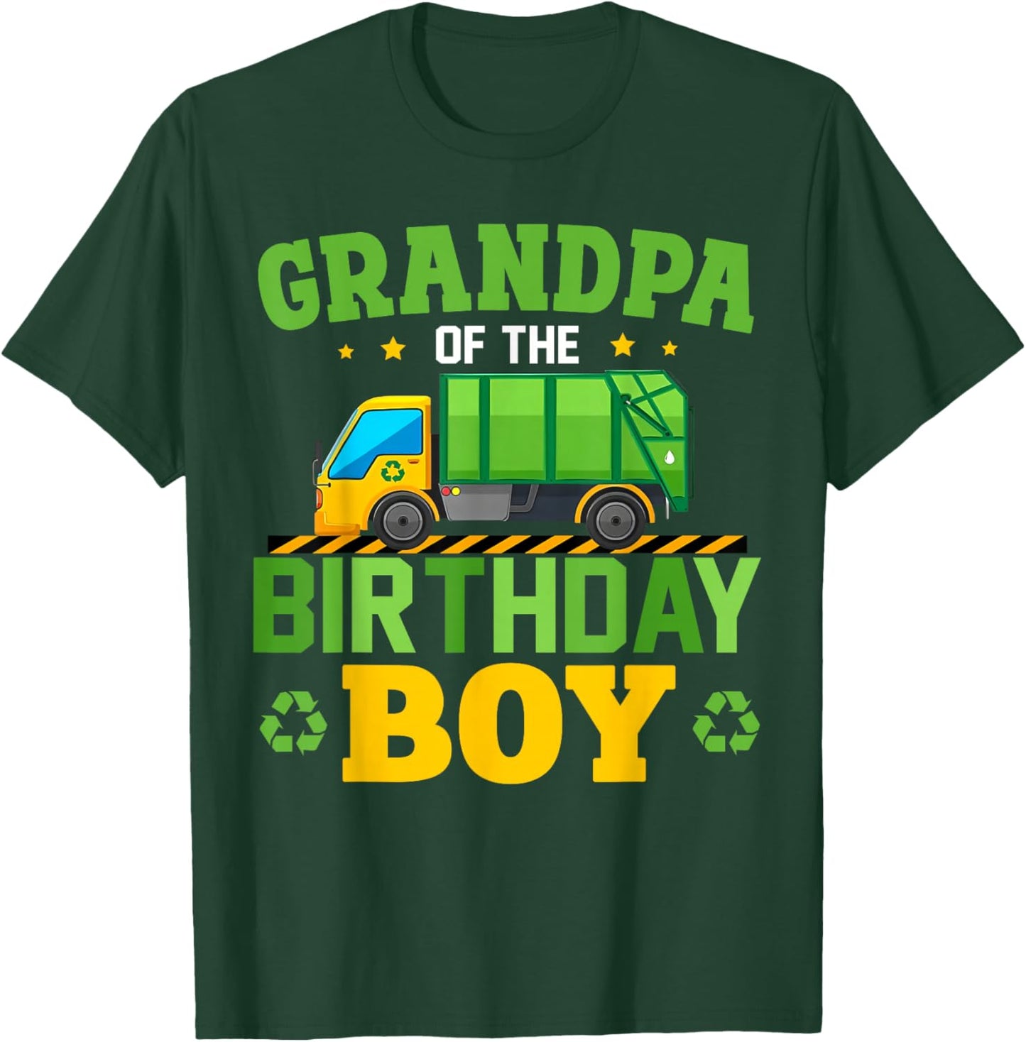 Grandpa of The Birthday Boy Recycling Truck Birthday Family T-Shirt - T-Shirt | Forest