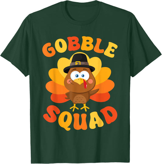Gobble Squad Cute Turkey Thanksgiving T-Shirt - T-Shirt | Forest