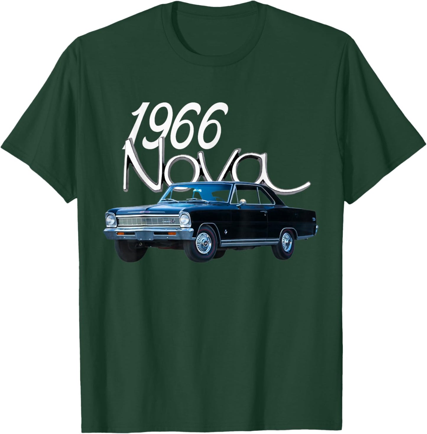 1966 66 Chevys Nova Classic Car Old School Muscle Blue Car T-Shirt - T-Shirt | Forest