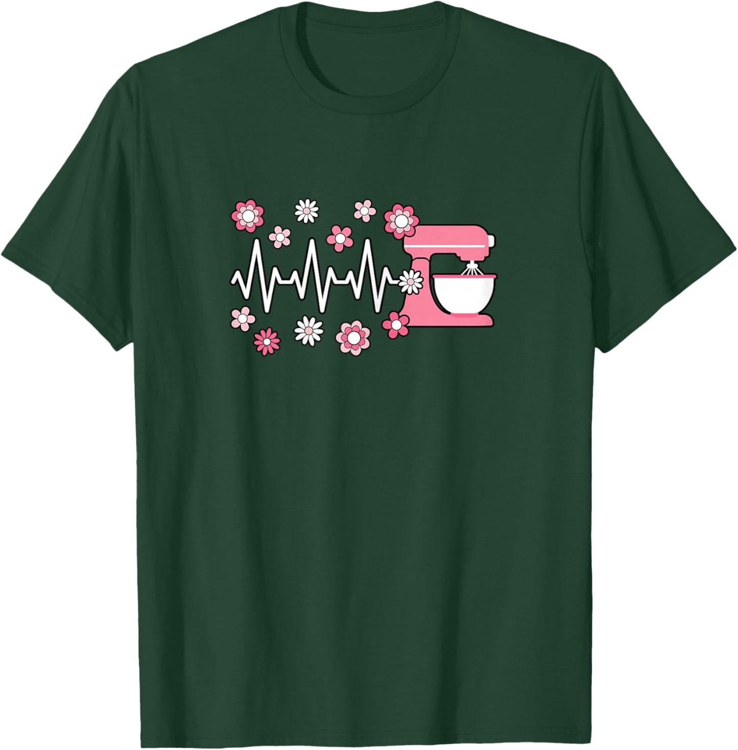 Baking Heartbeat Bake Lover Cute Baker Women Girls T-Shirt - T-Shirt | Forest
