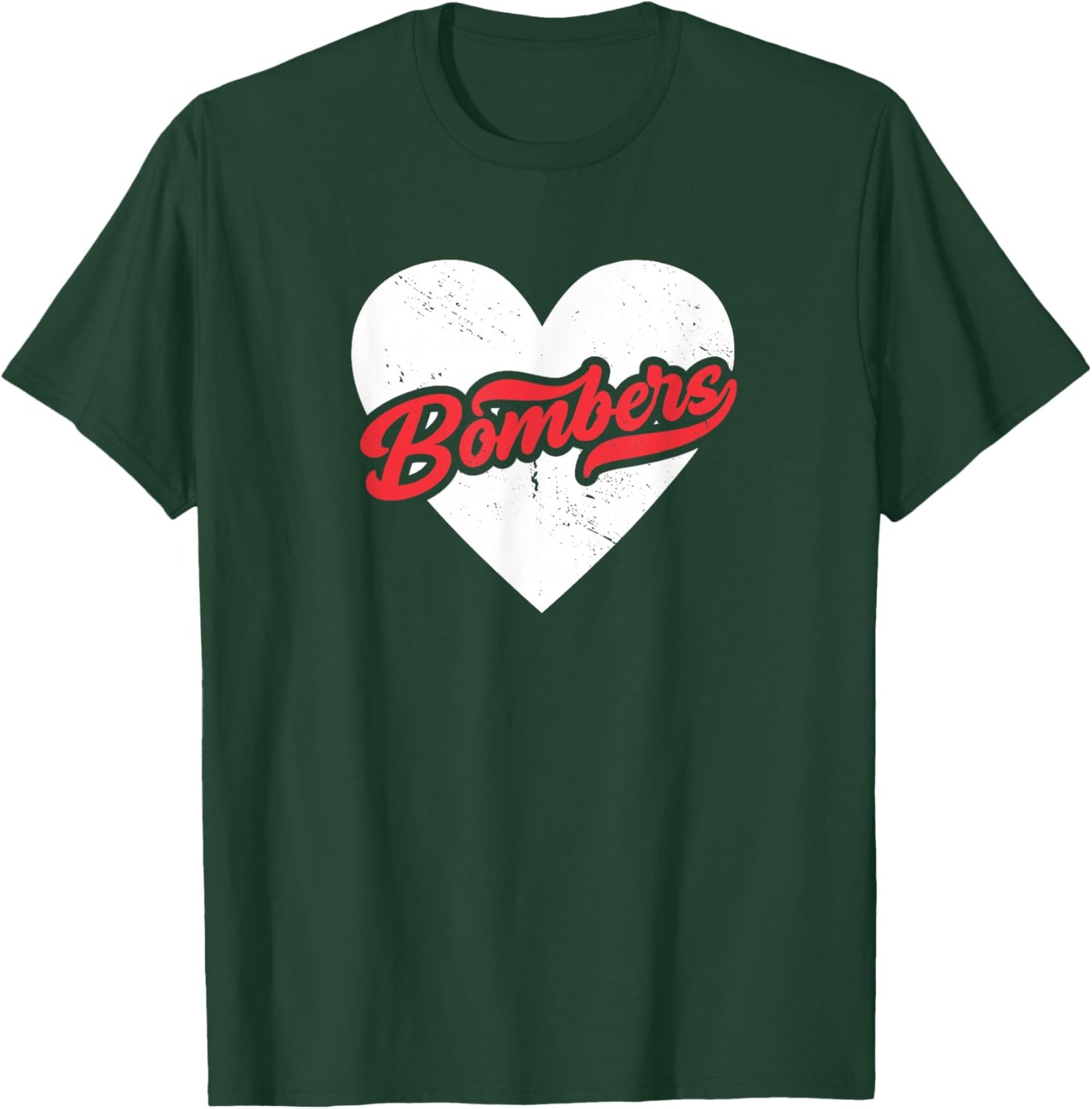 Vintage Bombers High School Go Bombers Pride Heart T-Shirt - T-Shirt | Forest