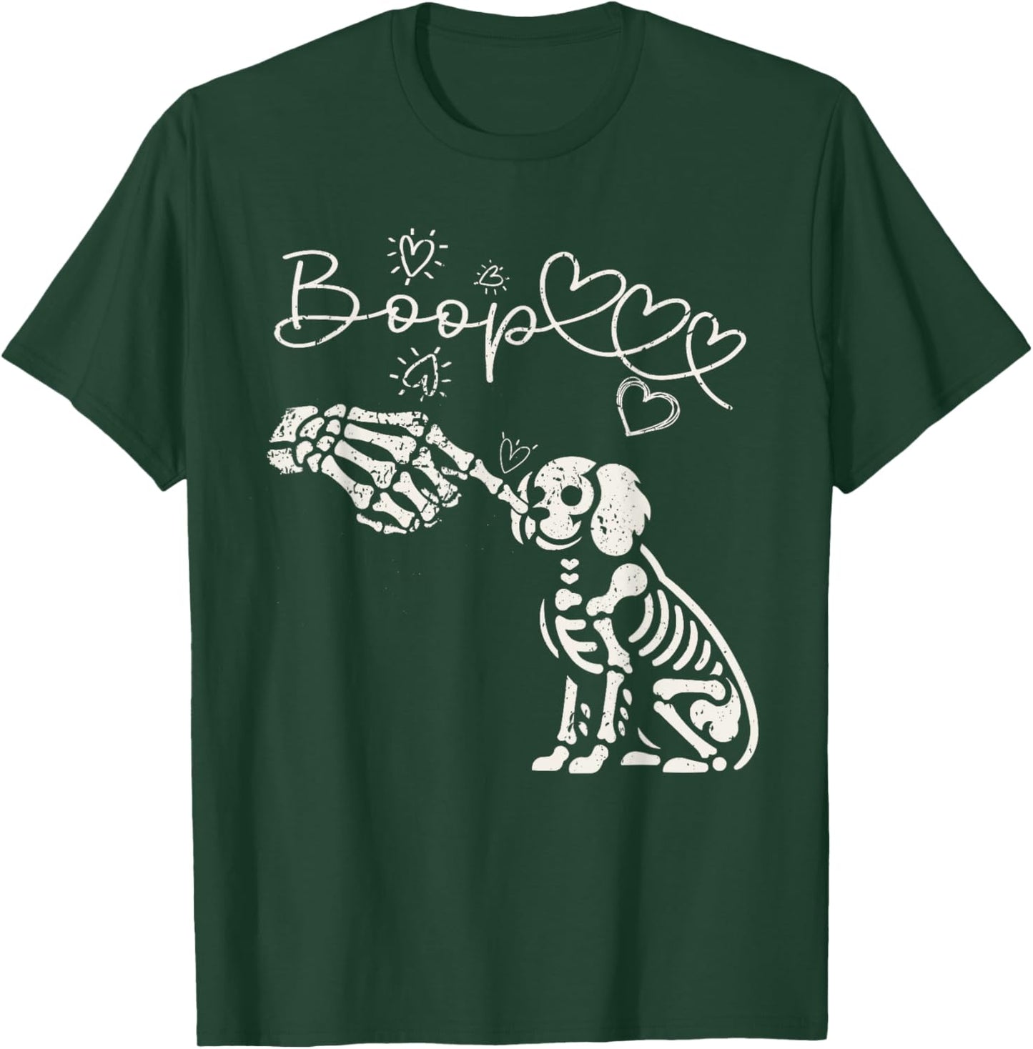 Spooky Skeleton Hand Touch Nose Cavalier King Charles Boop T-Shirt - T-Shirt | Forest