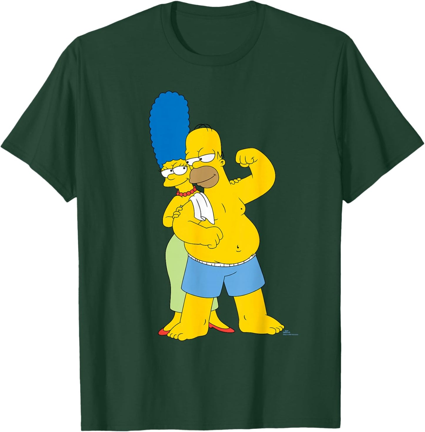 The Simpsons Marge and Flexing Homer Valentine’s Day Couple T-Shirt - T-Shirt | Forest