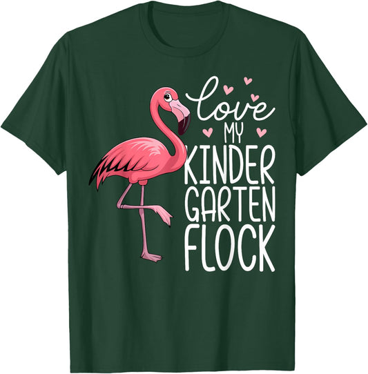 Love My Kindergarten Flock - Flamingo Lover Teacher Gifts T-Shirt - T-Shirt | Forest