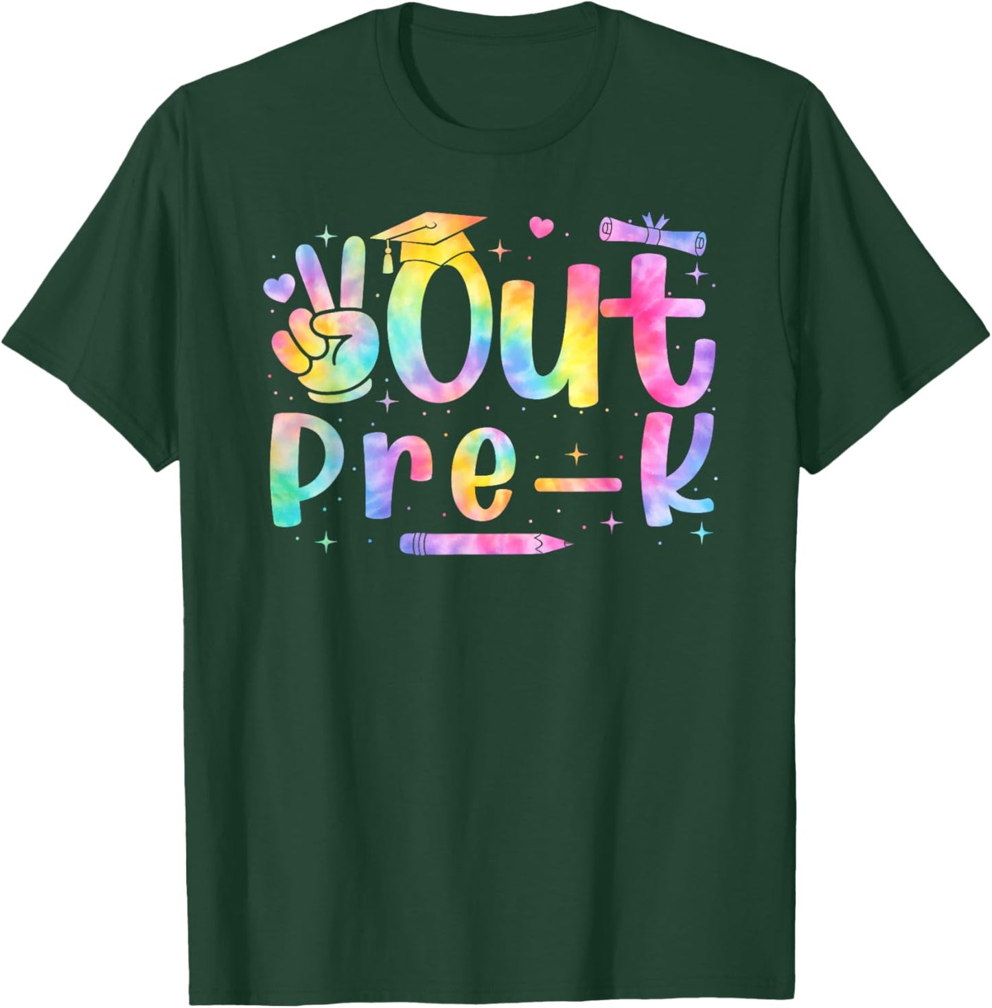 Peace Out Pre-K PreK Graduation Tie Dye Last Day of School T-Shirt - T-Shirt | Forest